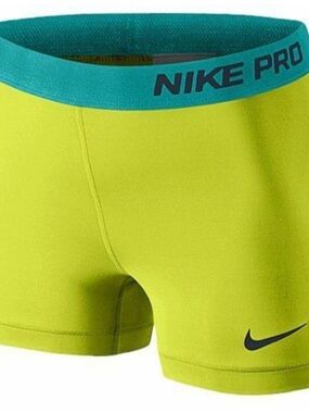 Nike Women’s Lime Green Nike Pros with Teal Waistband